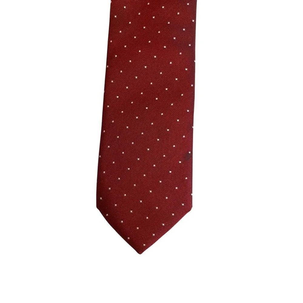 Handmade Burgundy Red Micro Dot Pattern Men's Necktie Polyester‎ Formal Tie